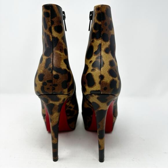 Christian Louboutin Bianca Leopard Platform Ankle Boots Red Sole Size 36 - Picture 4 of 10